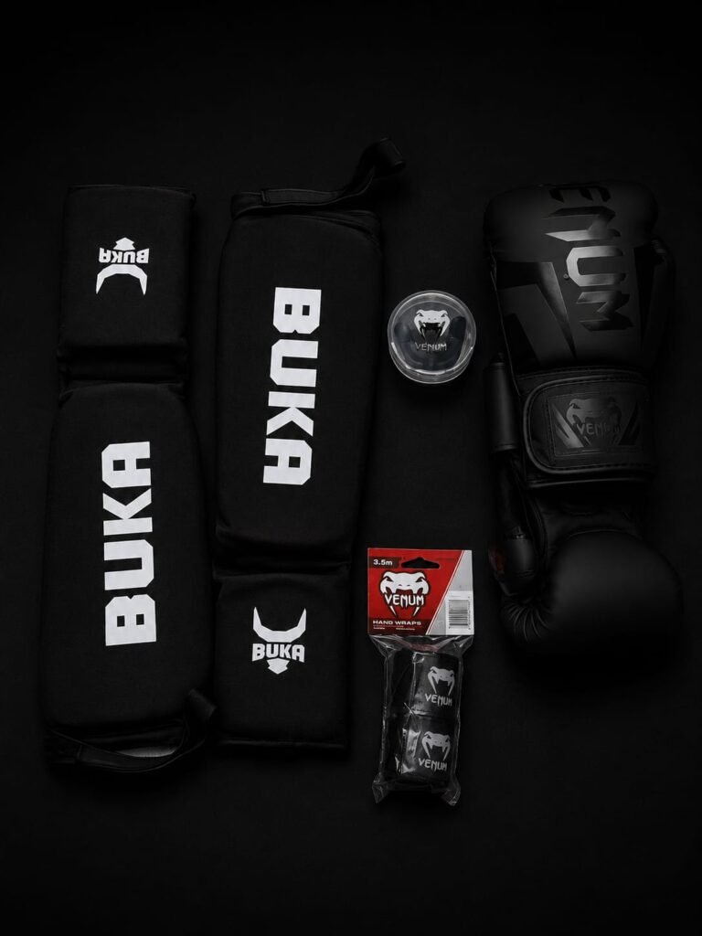 🥊 Pack Protection Muay Thai & Kickboxing Premium – Gants + Protège-Tibias + Bandes Offerts